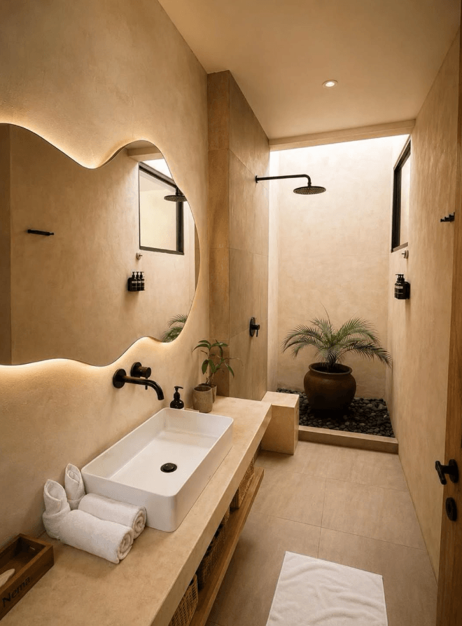 Luxurious Tropical Outdoor Bathroom at Nema. Uluwatu